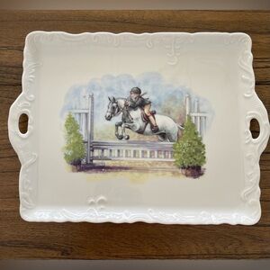 Haas & Czjzek The Huntsman Handmade Fine Porcelain Fancy Serving Plate Tray